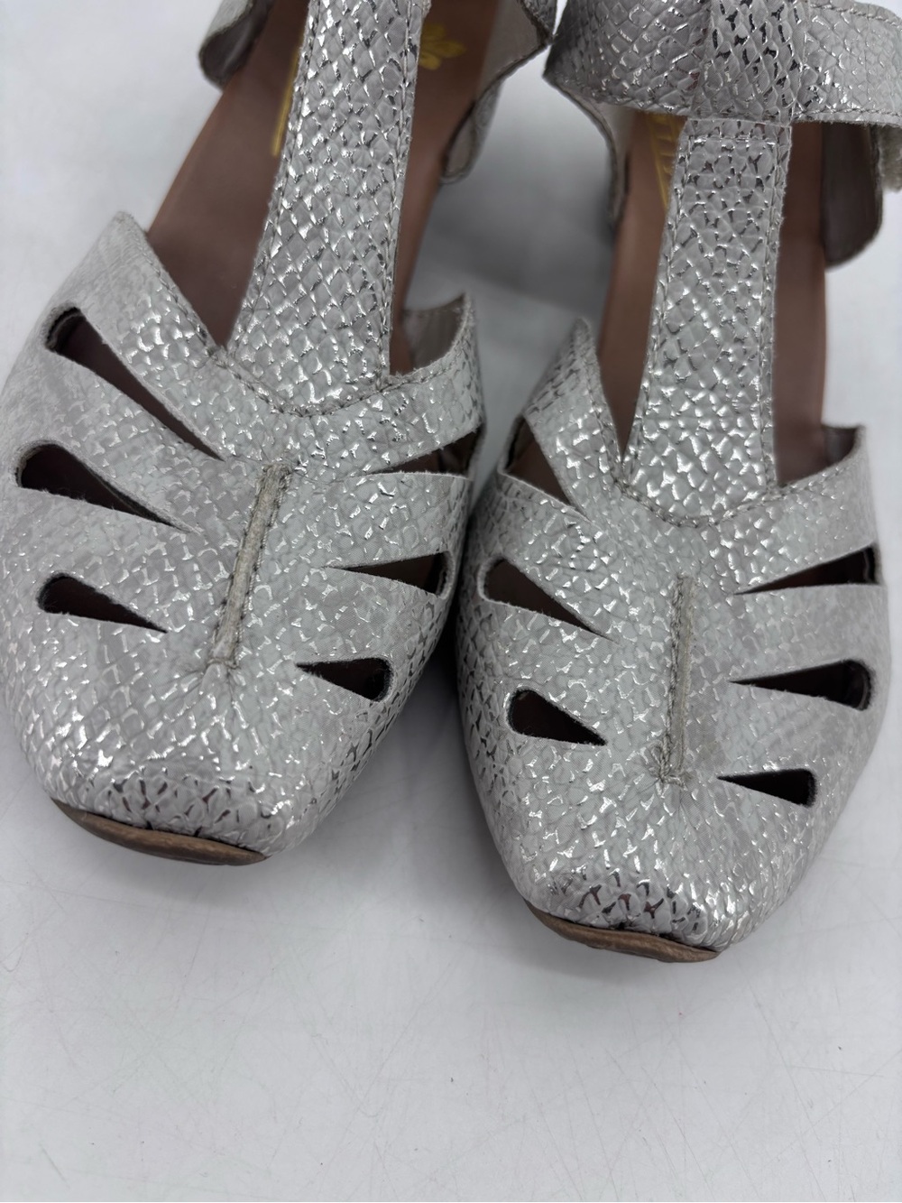 Rieker Antistress Mirjam Metallic Cut Out Perforated Mary Jane Heeled Sandals - Picture 3 of 15